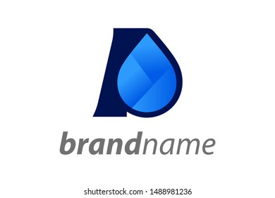 Simple illustration logo design initial I combine with water icon.