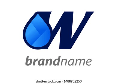 Simple illustration logo design initial W combine with water icon.