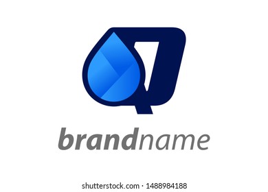 Simple illustration logo design initial Q combine with water icon.