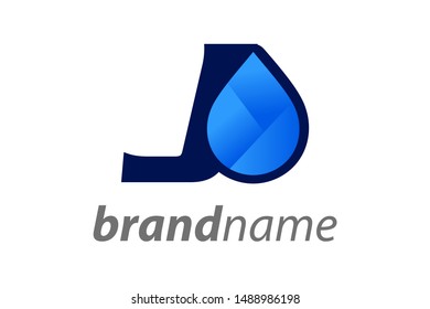 Simple illustration logo design initial J combine with water icon.