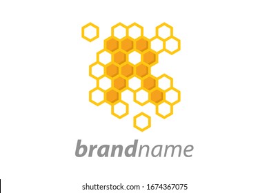 Simple illustration logo design initial R shaped like bee hive.