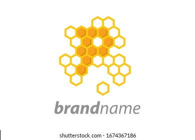 Simple illustration logo design initial P shaped like bee hive.