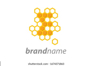 Simple illustration logo design initial E shaped like bee hive.