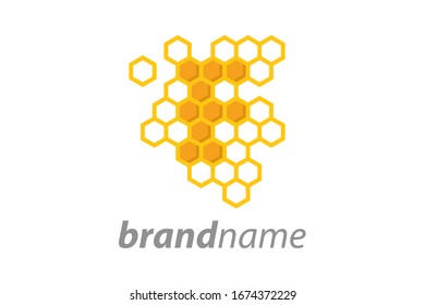 Simple illustration logo design initial F shaped like bee hive.