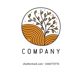 Simple illustration logo design monoline tree.
