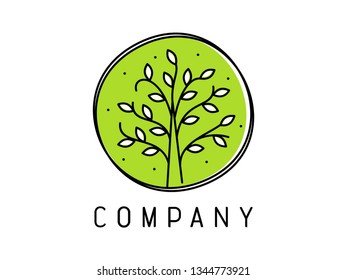 Simple illustration logo design monoline tree.