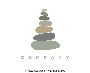 Simple illustration logo design rock balance.