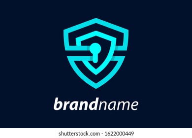 Simple illustration logo design Security, combining shield and lock.