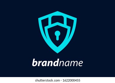 Simple illustration logo design Security, combining shield and lock.