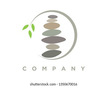 Simple illustration logo design stone balance in circle.