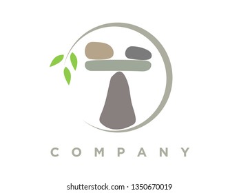 Simple illustration logo design stone balance in circle.