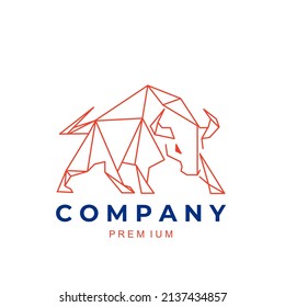 Simple illustration logo geometric lineart bull