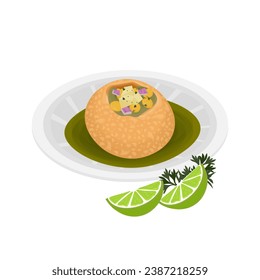 Simple Illustration Logo of Pani Puri Or Golgappa ready to eat