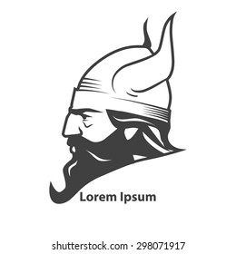 simple illustration for logo, viking head, profile view