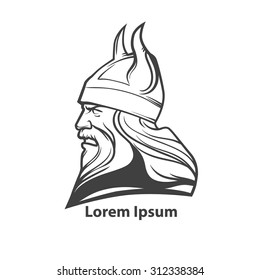 simple illustration for logo, viking head, profile view, angry, sport team