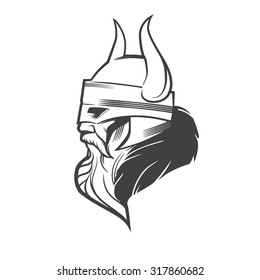 simple illustration for logo, viking head, profile view, angry, sport team