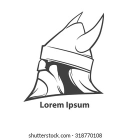 simple illustration for logo, viking head, profile view, angry, sport team