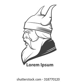 simple illustration for logo, viking head, profile view, angry, sport team