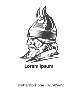 simple illustration for logo, viking head, profile view, angry, sport team