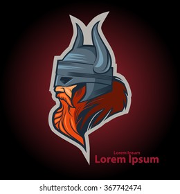 simple illustration for logo, viking head, profile view, angry, sport team