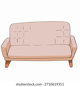 a simple illustration of a long sofa