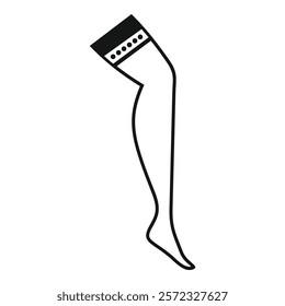 Simple illustration of a long stocking with lace top, symbolizing femininity and style