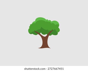 Una ilustración simple de un árbol verde exuberante con un tronco marrón grueso