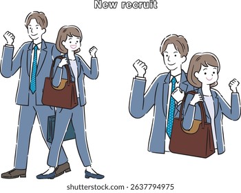 A simple illustration of a male and female pair looking for a job 4C