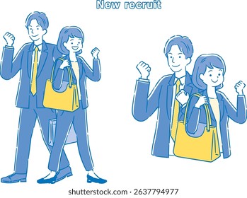 A simple illustration of a male and female pair looking for a job 2C