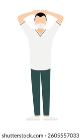 Simple illustration of a male nurse with a broad forehead and hands folded behind his head, Vector Illustration