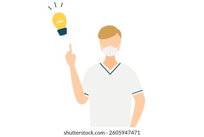 Simple illustration of a male nurse with brown hair inspiring ideas, Vector Illustration