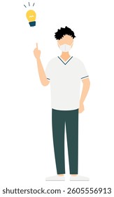 Simple illustration of a male nurse with dark hair inspiring ideas, Vector Illustration