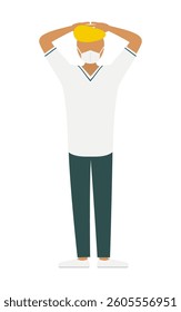 Simple illustration of a male nurse in a regent with his hands folded behind his head, Vector Illustration