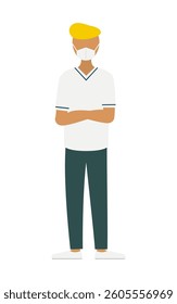 Simple illustration of a male nurse with a regent, arms folded, Vector Illustration