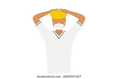 Simple illustration of a male nurse in a regent with his hands folded behind his head, Vector Illustration