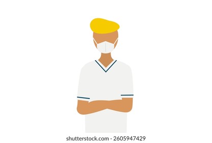 Simple illustration of a male nurse with a regent, arms folded, Vector Illustration