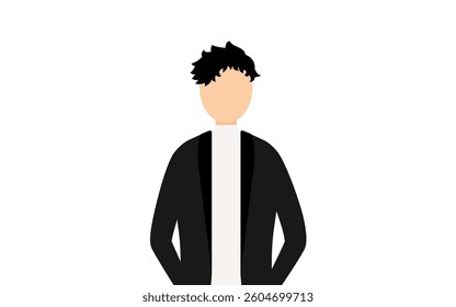 Simple illustration of a man in a black jacket, Vector Illustration