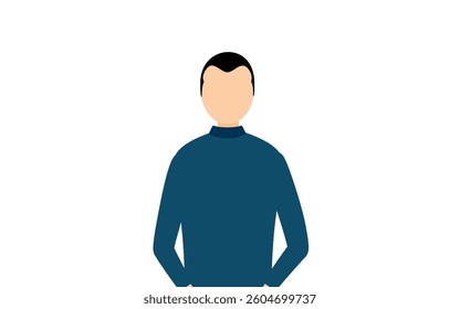 Simple illustration of a man in a blue turtleneck, Vector Illustration