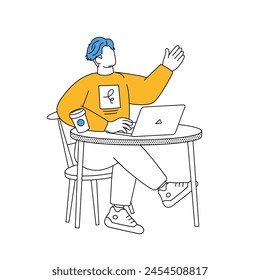 Ilustración simple de un hombre haciendo trabajo de escritorio
