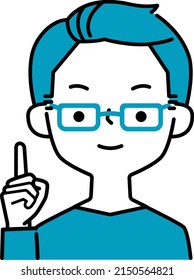 Simple illustration of man with glasses in pointing pose