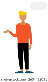 Simple illustration of a man in a red shirt talking, Vector Illustration