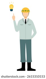 Simple illustration of a man supervisor wearing a helmet discover, Vector Illustration