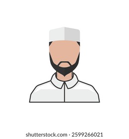 Simple illustration of a man wearing a white skullcap icon