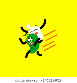 simple illustration of mango and milk with children's theme.