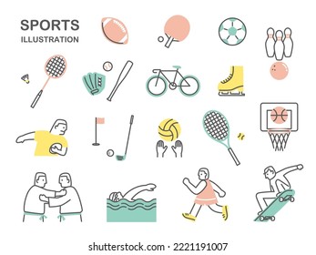 simple illustration of many kinds of sports