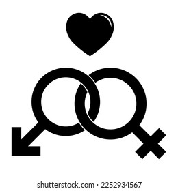Simple ilustración de Marte y Venus símbolo Concepto de símbolos de género