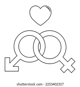 Simple illustration of Mars and Venus symbol Concept of gender symbols