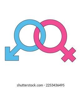 Simple illustration of Mars and Venus symbol Concept of gender symbols