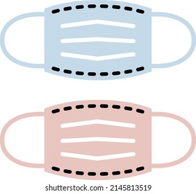 simple illustration of masks (light blue, pink)