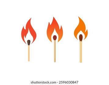 Simple Illustration Matchstick Fire Icon Design 